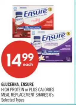 Shoppers Drug Mart GLUCERNA, ENSURE HIGH PROTEIN or PLUS CALORIES MEAL REPLACEMENT SHAKES offer
