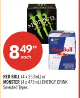 Shoppers Drug Mart RED BULL (4 x 250mL) or MONSTER (4 x 473mL) ENERGY DRINK offer