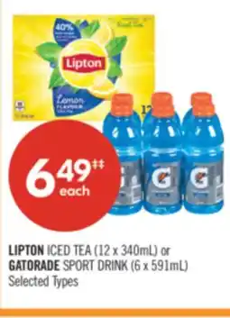Shoppers Drug Mart LIPTON ICED TEA (12 x 340mL) or GATORADE SPORT DRINK (6 x 591mL) offer