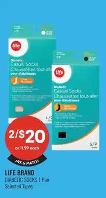 Shoppers Drug Mart Life Brand Diabetic Socks (1 Pair) offer