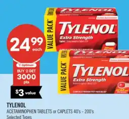 Shoppers Drug Mart TYLENOL ACETAMINOPHEN TABLETS or CAPLETS offer