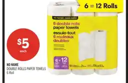 Shoppers Drug Mart NO NAME DOUBLE ROLLS PAPER TOWELS offer