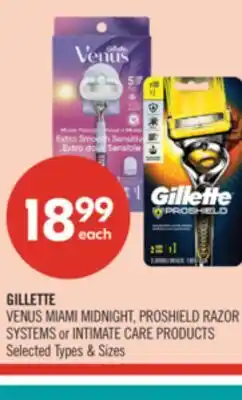 Shoppers Drug Mart GILLETTE VENUS MIAMI MIDNIGHT, PROSHIELD RAZOR SYSTEMS or INTIMATE CARE PRODUCTS offer