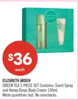 Shoppers Drug Mart ELIZABETH ARDEN GREEN TEA 2-PIECE SET Contains: Scent Spray and Honey Drops Body Cream 100mL offer