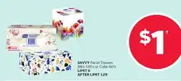 Rexall SAVVY Facial Tissues 88' s-126' s or Cube 60' s offer