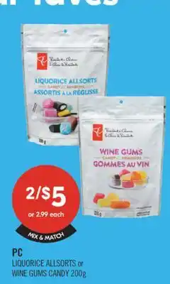 Shoppers Drug Mart PC LIQUORICE ALLSORTS or WINE GUMS CANDY 200g offer