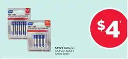 Rexall SAVVY Batteries AA4' s or AAA4' s offer