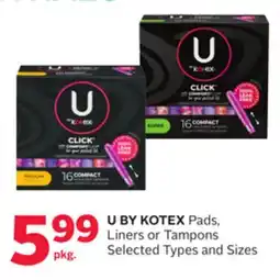 Rexall U BY KOTEX Pads, Liners or Tampons offer