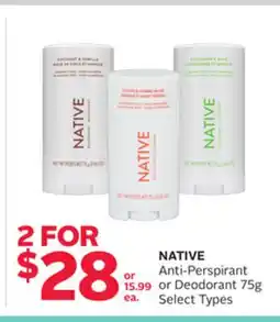 Rexall NATIVE Anti-Perspirant or Deodorant offer
