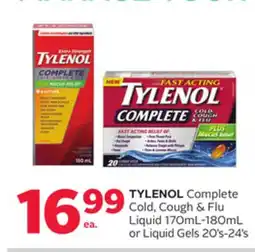 Rexall TYLENOL Complete Cold, Cough & Flu Liquid 170mL-180mL or Liquid Gels 20' s-24' s offer
