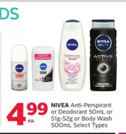 Rexall NIVEA Anti-Perspirant or Deodorant 50mL or 51g-52g or Body Wash 500mL offer