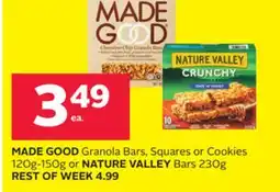 Rexall MADE GOOD Granola Bars, Squares or Cookies 120g-150g or NATURE VALLEY Bars 230g offer