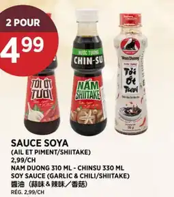 Kim Phat NAM DOUNG 310 ML- CHINSU 330 ML SOY SAUCE (GARLIC & CHILI/SHIITAKE) offer