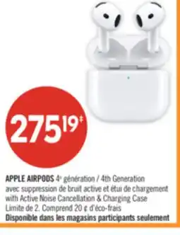 Pharmaprix APPLE AIRPODS 4th Generation with Active Noise Cancellation & Charging Case offer