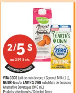 Pharmaprix VITA COCO Coconut Milk (1 L), NATUR-A or EARTH'S OWN Alternative Beverages (946 mL) offer