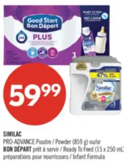 Pharmaprix SIMILAC Powder (859 g) or Ready To Feed (15 x 250 mL) Infant Formula offer