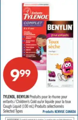 Pharmaprix TYLENOL, BENYLIN Children's Cold or Liquid for Cough Cough Liquid (100 mL) offer
