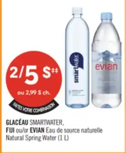 Pharmaprix GLACÉAU SMARTWATER, FIJI or EVIAN Natural Spring Water (1 L) offer