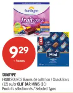 Pharmaprix SUNRYPE Snack Bars (12) or CLIF BAR MINIS (10) offer