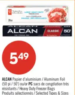 Pharmaprix ALCAN Aluminum Foil (50') or PC Heavy Duty Freezer Bags offer