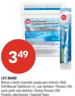 Pharmaprix LIFE BRAND Kids Soft Manual Toothbrush (1) Flossers (40) or Dental Flossers (90) offer