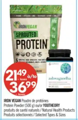 Pharmaprix IRON VEGAN Protein Powder (500 g) or YOUTHEORY Natural Health Products offer