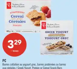 Pharmaprix PC Greek Yogurt, Protein or Cereal Snack Bars offer