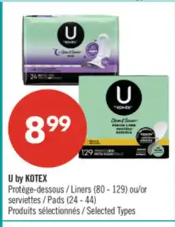 Pharmaprix U by KOTEX Liners (80 - 129) or Pads (24 - 44) offer