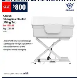 Ren’s Pets Depot Aeolus Fiberglass Electric Lifting Tub offer