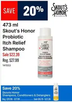Ren’s Pets Depot 473 mL Skout's Honor Probiotic Itch Relief Shampoo offer