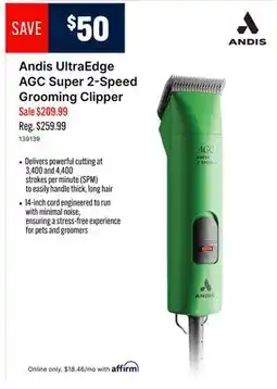 Ren’s Pets Depot Andis UltraEdge AGC Super 2-Speed Grooming Clipper offer