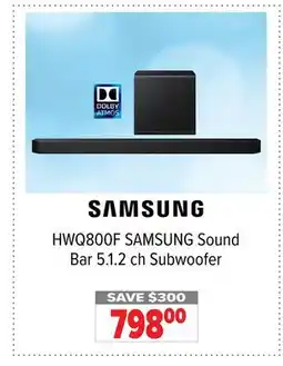 2001 Audio Video HWQ800F SAMSUNG Sound Bar 5.1.2 ch Subwoofer offer