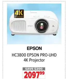 2001 Audio Video HC3800 EPSON PRO-UHD 4K Projector offer