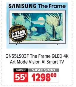 2001 Audio Video QN55LS03F The Frame SAMSUNG 55 QLED 4K Art Mode Vision AI Smart TV offer