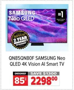 2001 Audio Video QN85QN80F 85 SAMSUNG Neo QLED 4K Vision AI Smart TV offer