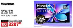 2001 Audio Video 100QD7QFM 100 Hisense Mini-LED QLED AI TV 60Hz - Fire TV offer