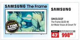 2001 Audio Video QN43LS03F 43 Samsung The Frame QLED 4K Art Mode Vision AI Smart TV offer