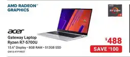 Visions Electronics acer Gateway Laptop Ryzen R7-5700U offer