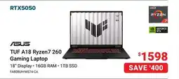 Visions Electronics TUF A18 Ryzen7 260 Gaming Laptop offer