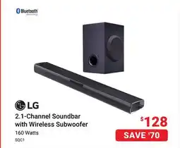 Visions Electronics LG 2.1ch SQC1 Sound Bar System w/ Wireless Subwoofer offer