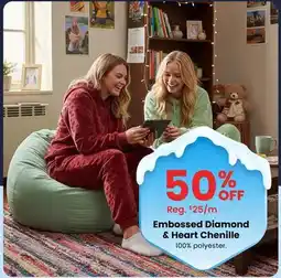 Fabricland Embossed Diamond & Heart Chenille offer