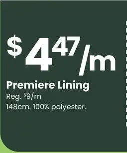 Fabricland Premiere Lining offer