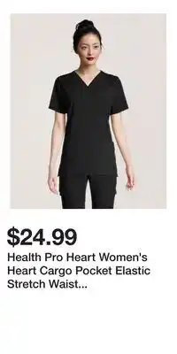 Mark's Health Pro Heart Women's Heart Cargo Pocket Elastic Stretch Waist with Drawstring Scrub Pants offer