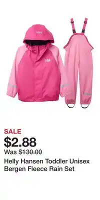 Mark's Helly Hansen Toddler Unisex Bergen Fleece Rain Set offer
