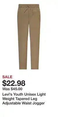 Mark's Levi's Youth Unisex Light Weight Tapered Leg Adjustable Waist Jogger offer