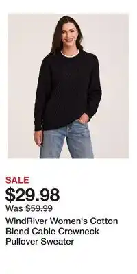 Mark's WindRiver Women's Cotton Blend Cable Crewneck Pullover Sweater offer