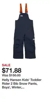 Mark's Helly Hansen Kids' Toddler Rider 2 Bib Snow Pants, Boys', Winter, Waterproof, Insulated offer