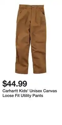 Mark's Carhartt Kids' Unisex Canvas Loose Fit Utility Pants offer
