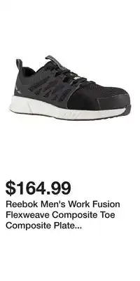 Mark's Reebok Men's Work Fusion Flexweave Composite Toe Composite Plate Athletic Work Shoe offer