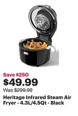 Best Buy Heritage Infrared Steam Air Fryer - 4.3L/4.5Qt - Black offer